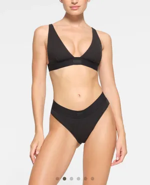 SKIMS Cotton Rib Plunge Bralette thumbnail 2