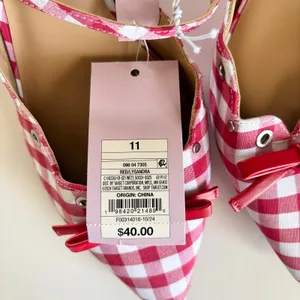 Wild Fable Lysandra Gingham Eyelet Kitten Heels Women's 11 Red & White NWT thumbnail 6
