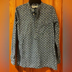 Madewell Chambray Blue & White Floral‎ Stamp Popover Tunic Top Shirt Size XS thumbnail 3