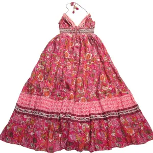 NWT Free People Real Love Maxi in Meadow Combo Floral Cotton Halter Dress L thumbnail 5