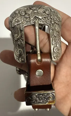 Western Studded Belt San Juan Creek Brown Leather Silver Stamped‎ 35" Sz 30 thumbnail 1
