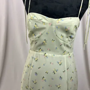Green floral print slip dress woman’s size medium thumbnail 2