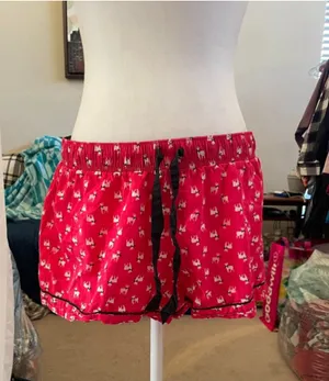 Women's Victoria's Secret Pink & White Pajama Shorts M thumbnail 1
