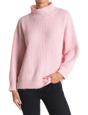 FRNCH Mock Neck LIGHT PINK‎ ribbed Sweater size S/M NWT $94 thumbnail 1