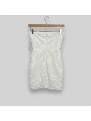Altar'd State White Floral Embroidered Strapless Mini Dress Size S Romantic thumbnail 3