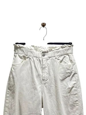 Zara Barrel Leg Corduroy Pants White Size 4 Neutral Minimalist Classic Coastal thumbnail 5