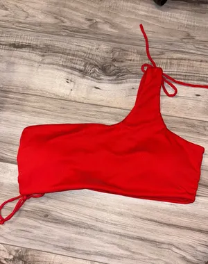 SheIn One shoulder red swim top thumbnail 1