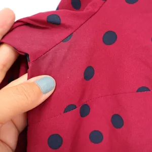 Merona Blouse Womens L Red Polka Dot V-Neck Long Sleeve Pocket Good thumbnail 5