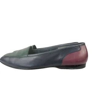Enzo Angiolini Leather Loafers Flats Colorblock Square Toe Navy Burgundy‎ 5.5 thumbnail 6