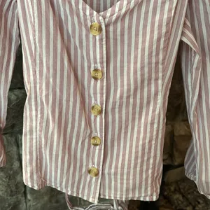 Abercrombie & Fitch Tie Front Stripe‎ Button Front Top, M thumbnail 5