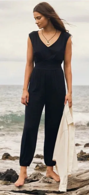 Z Supply Jumpsuit Women's Large NWT Indy Knit Black Textured Comfy Soft Casual thumbnail 1