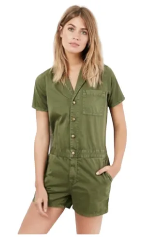 Current Elliot Engineer Utility Shortall Army Green Goblincore Romper 0 thumbnail 1