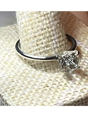 Vintage 70s Uncas Signed Clear Solitaire Crystal Silver-Tone Ring Size 9 thumbnail 4