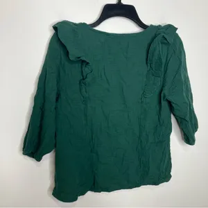 Francine ruffle gauze top 100% cotton green women’s size small‎ thumbnail 7