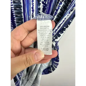 Snoskins‎ T-Shirt Dress Womens L Blue Abstract Stripe Short Sleeve Stretch Artsy thumbnail 3