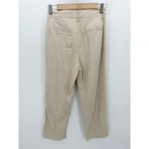 Dazy-Less Womens Pleated Straight Leg Linen Viscose Pants‎ Khaki Tan Medium BX25 thumbnail 2