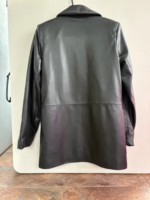 Abercrombie & Fitch Black Faux Leather Single-Breast Blazer thumbnail 8
