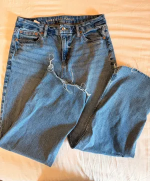 American Eagle Curvy Stovepipe Jeans Size 6 Regular Medium Wash Raw Hem thumbnail 1