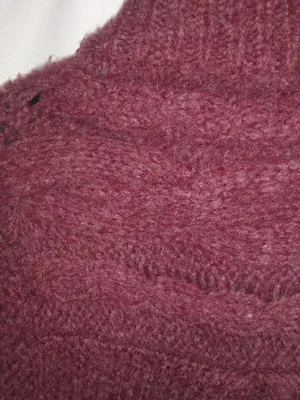 Free People XS Wine Berry Puff Sleeve Big Knit Cardigan Sweater thumbnail 5