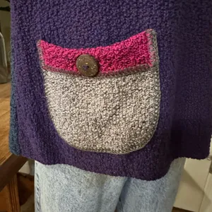 Vintage 90s Colorblock Cotton Knit Vest‎ Indie Artisan Fall Layering thumbnail 8