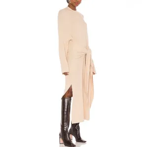 SNDYS tied up mock neck knit tunic dress in sand thumbnail 2