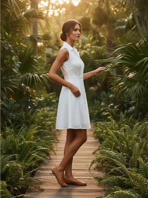 Nanette Lepore Sleeveless White Eyelet Shirt Dress thumbnail 4