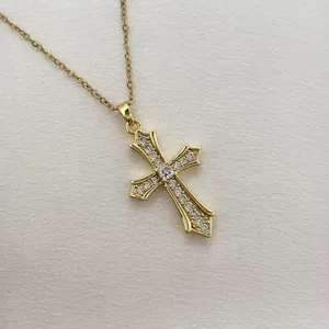 Adjustable CZ Cross Pendant Necklace for Women thumbnail 2