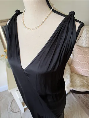 Maria Cornejo Black gothic satin Asymmetrical minimalist midi maxi slip Dress 6 thumbnail 9