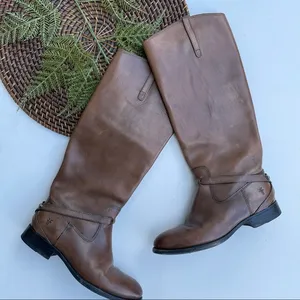 FRYE Women’s Shoes Lindsay Boots Leather Tall Brown Strap Size 7 thumbnail 1