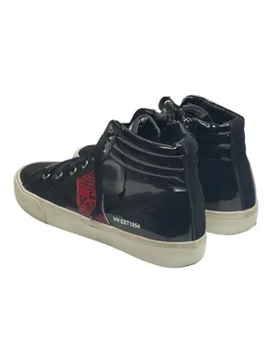 Vintage Havana 𖠌 Snake Eye High Top Sneakers 𖠌 Faux Black Red Patent 𖠌 6.5M thumbnail 6