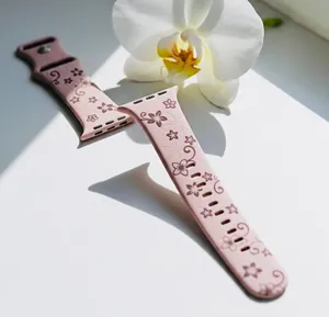 New Floral Design Apple Watch Bands 42mm 44mm 45mm 49mm Pink Brown thumbnail 1