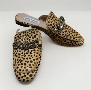 Steve Madden calf hair animal print mules slides thumbnail 1