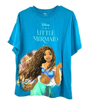 Disney Size M The Little Mermaid Crew Neck T-Shirt Blue Little‎ Mermaid Print thumbnail 1