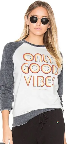 Spiritual Gangster Only Good Vibes Retro Raglan Crewneck Sweatshirt size small thumbnail 1