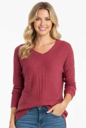 Old Navy Extra Small cranberry color hi lo sweater thumbnail 1