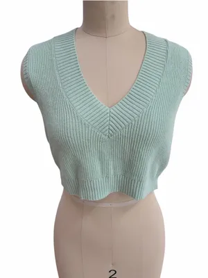 ALO supernatural sweater Mint Ribbed Sleeveless Knit Crop Top small thumbnail 2