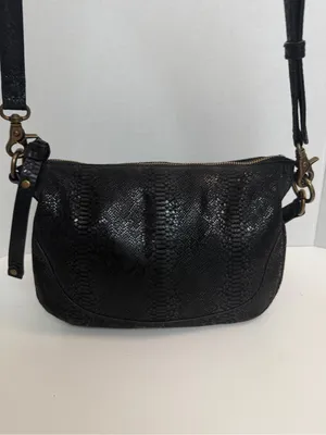 Frye Melissa Purse Crossbody Handbag Convertible Leather Reptile Black Bronze thumbnail 2