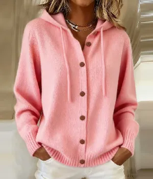 Comfy Chunky Hoodie Button Up Cardigan Jacket Size M light Pink thumbnail 1