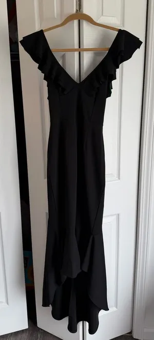 Hello Molly‎ Black Ruffle High Low Midi Dress M US 6 NWT thumbnail 1