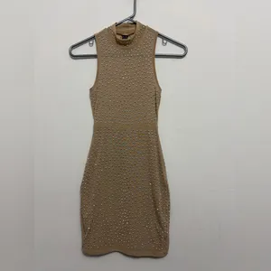 Windsor Womens Size S Nude Rhinestone Bodycon Midi Dress Sleeveless Stretch(E49✨ thumbnail 4