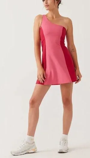 Outdoor Voices One Shoulder Dress in 2 tone Pink Size Small thumbnail 1