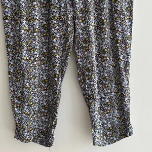 LOFT Paperbag Waist Cropped Flowy Floral Print Pants, Black/Multi, Size Large thumbnail 4