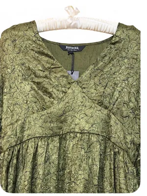 NWT Disturbia Women’s Arda Virago Crinkle Green Olive V-Neck Mini Dress Size 10 thumbnail 7