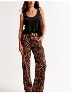 Abercrombie The Baggy Low Rise Curve Love Leopard Jeans Sz 26 thumbnail 3