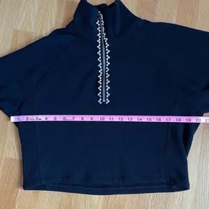 Express Women’s Black Rhinestone Half Zip Mock Neck Sweatshirt Top XS thumbnail 10