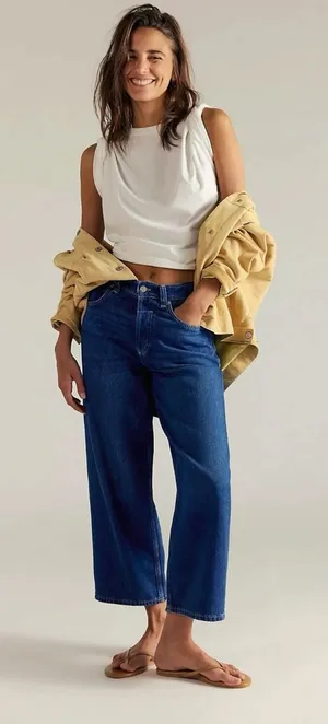 Free People Carina Ultra Soft Low Rise 90s Baggy Boyfriend Jeans Blue 33 Long thumbnail 1