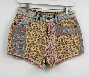 Farm Rio Anthropologie Floral Patchwork Denim Shorts Size 27 Coquette Rodeo thumbnail 1
