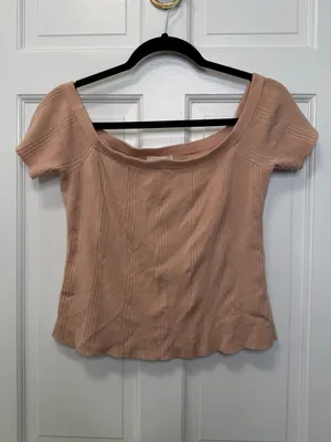 L’AGENCE Yuki Fitted Rib Off The Shoulder Top‎ Size Large thumbnail 3