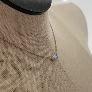 Kendra Scott Eva Dichroic Glass Pendant Rhodium over Brass Silver Necklace thumbnail 7