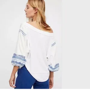 FREE PEOPLE We The Free Bubble‎ Tee Shirt Top White Medium thumbnail 2